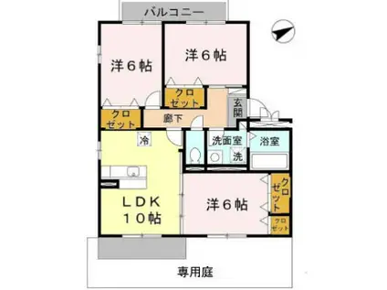 クレールW(3LDK/1階)の間取り写真