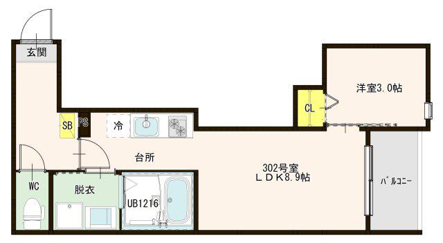 MODERN CHARME SOLAR(1DK/3階)の間取り写真