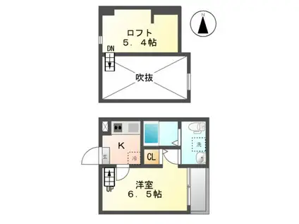 パルテンツァ志賀本通(1K/2階)の間取り写真