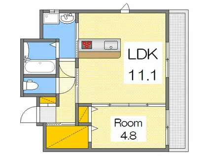 カーザ天満(1LDK/7階)の間取り写真