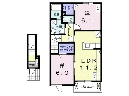 サミット B(2LDK/2階)の間取り写真