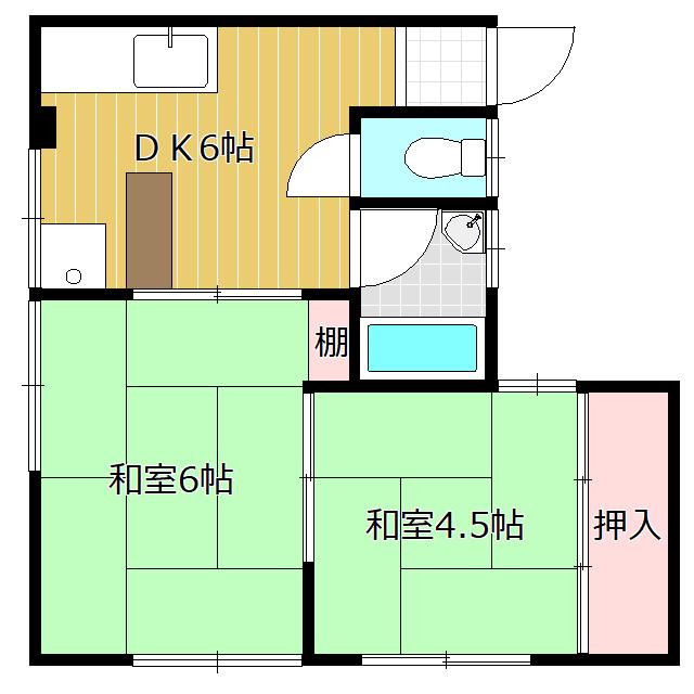 熊沢ビル(2DK/2階)の間取り写真