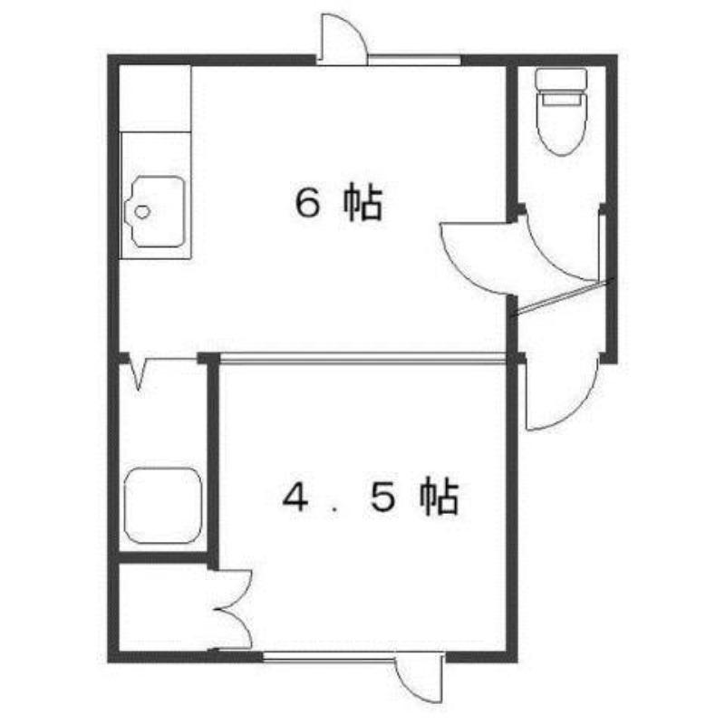 川沿中央ハイツA(1DK/2階)の間取り写真