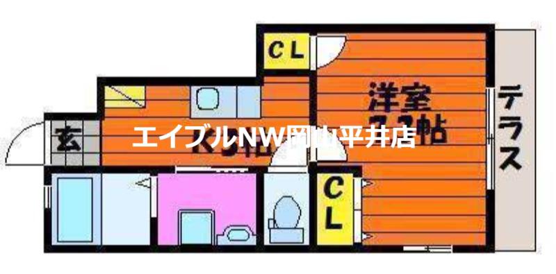 パシフィコ A棟(1K/1階)の間取り写真