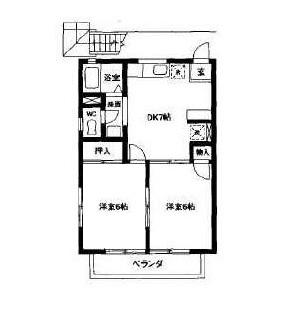 伊那ハイツ(2DK/2階)の間取り写真