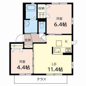 サンドミール世木(2LDK/1階)の間取り写真
