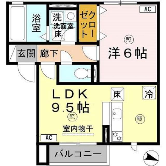 ヴィラ・シャロム A棟(1LDK/1階)の間取り写真