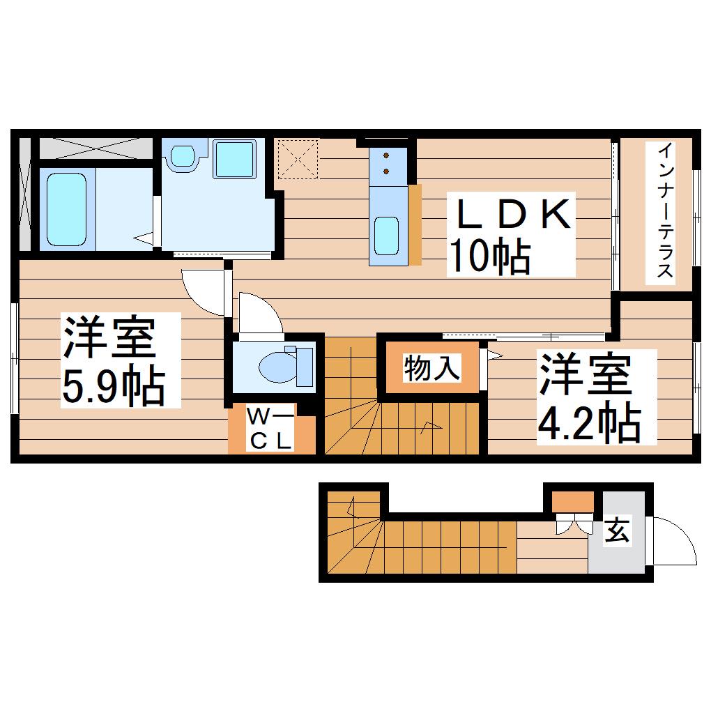 ロジュマン青山I(2LDK/2階)の間取り写真