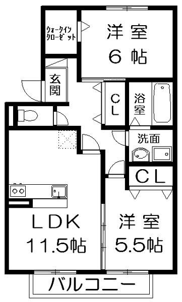 南海本線 北助松駅 徒歩2分 2階建 築21年(2LDK/2階)の間取り写真