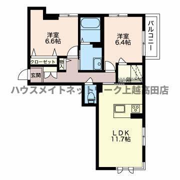 グランベレオ(2LDK/2階)の間取り写真