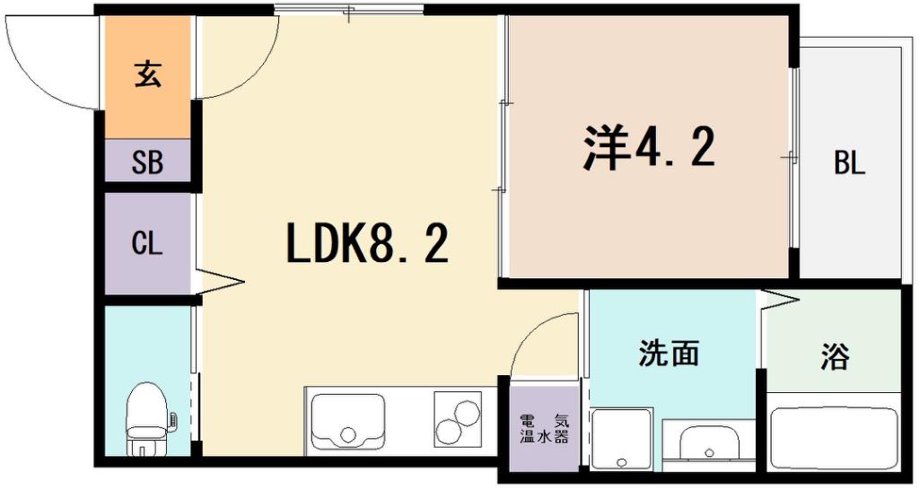 GRANDIR近大前(1LDK/2階)の間取り写真
