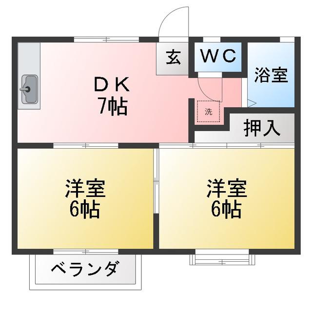 サニーメゾン高森(2DK/2階)の間取り写真