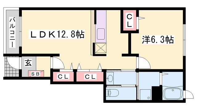 デスパシオ下戸田(1LDK/1階)の間取り写真