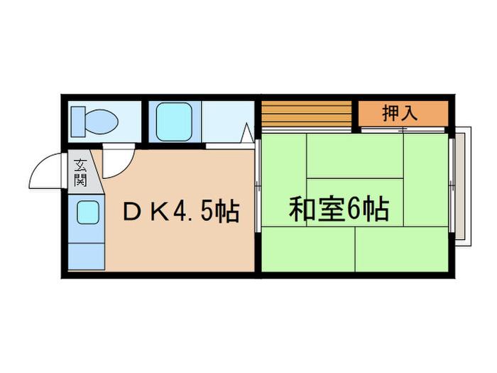 カクタス荘(1DK/1階)の間取り写真