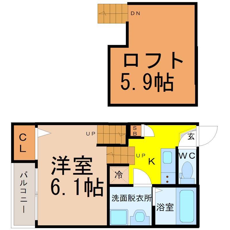 クレール城西(1K/1階)の間取り写真