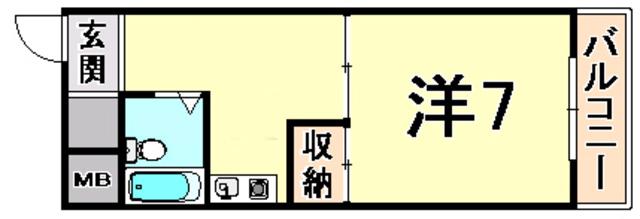 ロイヤルメゾン武庫之荘VII(1K/5階)の間取り写真