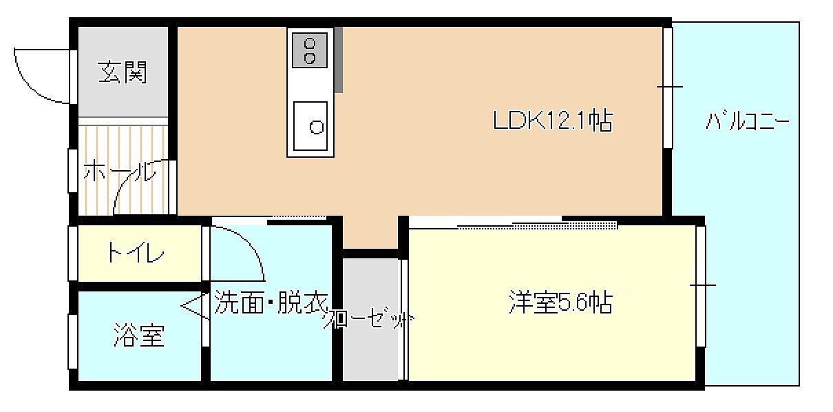 プライムメゾン日の出B(1LDK/1階)の間取り写真
