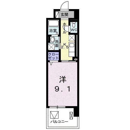アスリス(1K/2階)の間取り写真