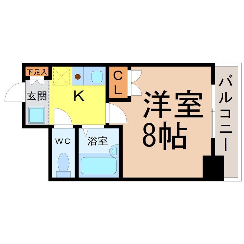 ヒルズ千種(1K/8階)の間取り写真