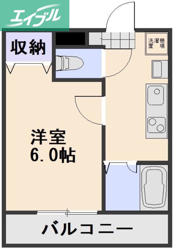 BLUE.RESIDENCE大供表町(1K/1階)の間取り写真