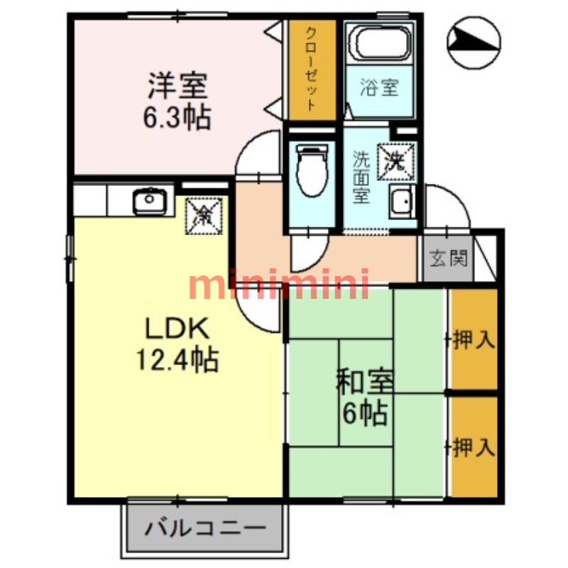 カサブランカI(2LDK/1階)の間取り写真