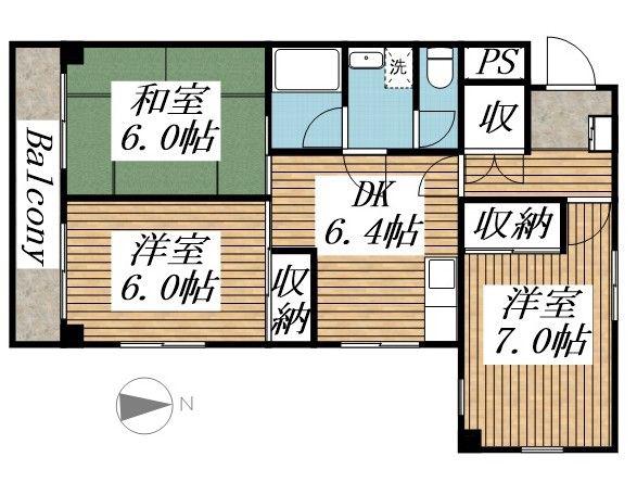 加藤マンション(3DK/3階)の間取り写真