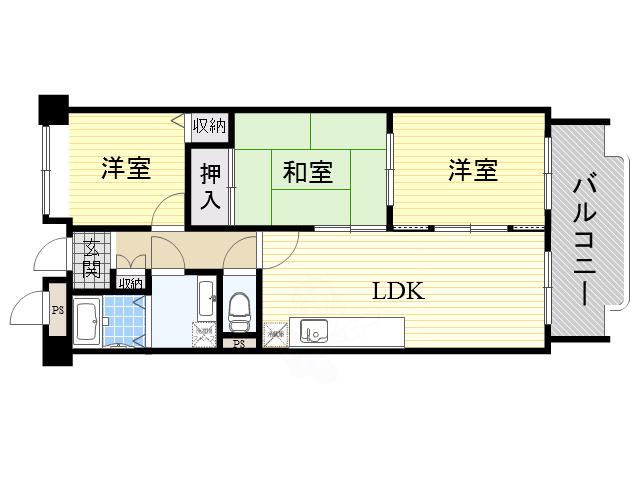 エスポワール参番館(3LDK/6階)の間取り写真