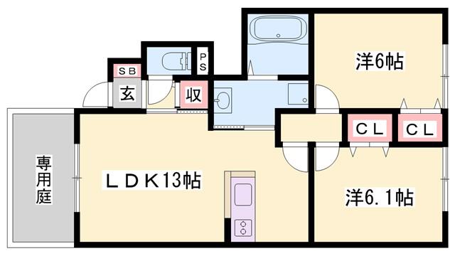 グランファミーユ(2LDK/1階)の間取り写真