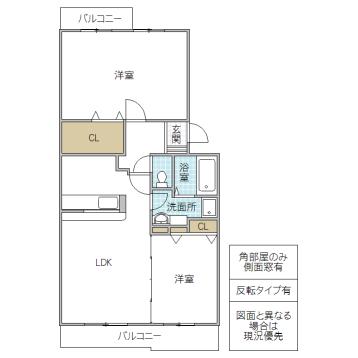 ショールバレー(2LDK/1階)の間取り写真