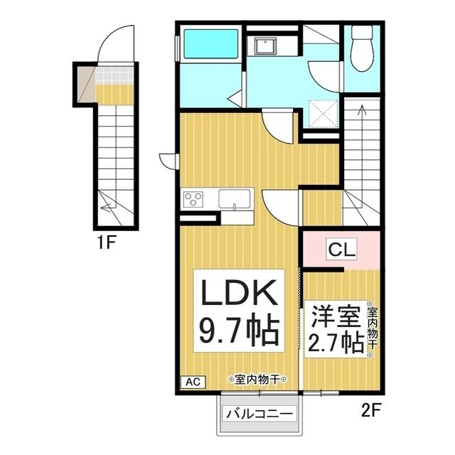 ピースヒルズ(1LDK/2階)の間取り写真