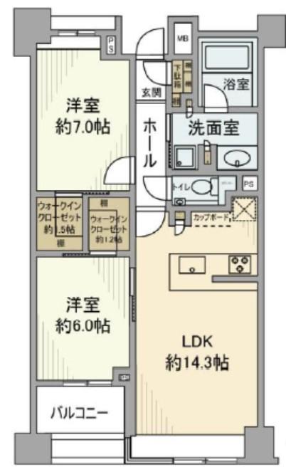 パークホームズ本郷ザレジデンス(3LDK/2階)の間取り写真