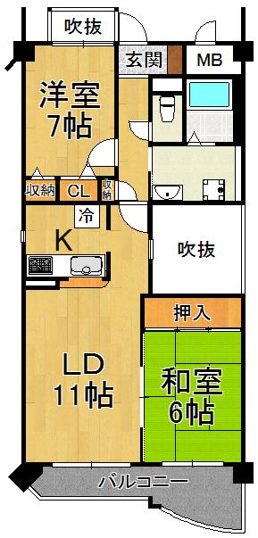 KDXレジデンス夙川ヒルズ 3番館(2LDK/2階)の間取り写真