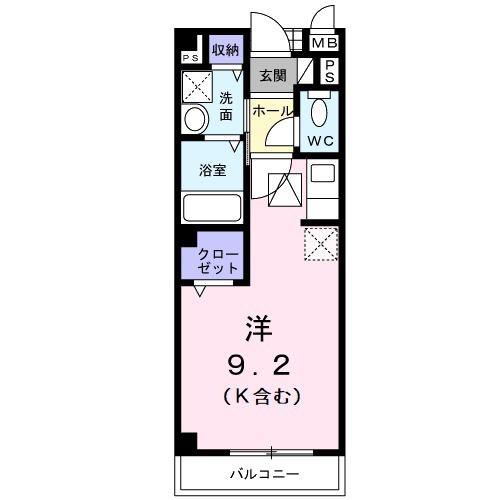 アベニ-ルハイムA(ワンルーム/1階)の間取り写真