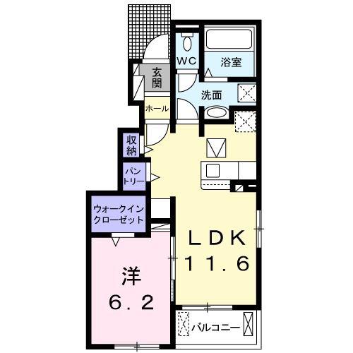JR東海道本線 豊田町駅 バス乗車時間:18分 最寄りバス停で下車 徒歩10分 2階建 築7年(1LDK/1階)の間取り写真