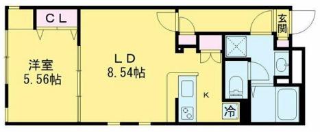 ザハウス祐天寺(1LDK/2階)の間取り写真