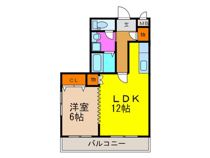 ドマーニオガワ(1LDK/4階)の間取り写真