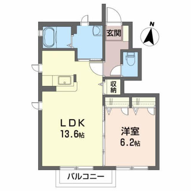 シャーメゾンさくらB棟(1LDK/1階)の間取り写真