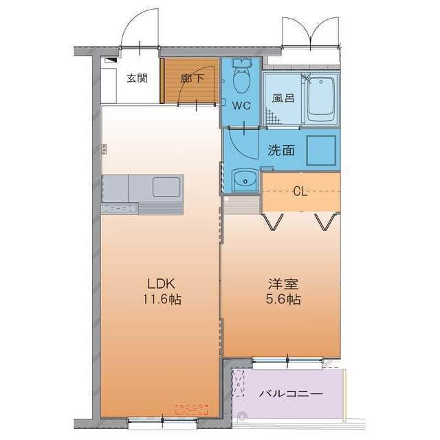 あったかハイツ(1LDK/3階)の間取り写真