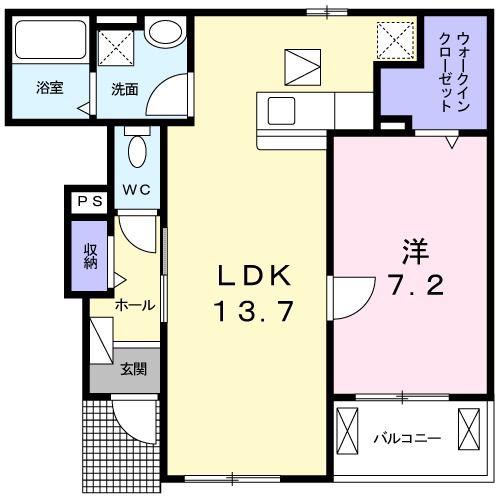 フィオーレ トレス(1LDK/1階)の間取り写真