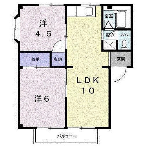 シャトレーゼII(2LDK/2階)の間取り写真