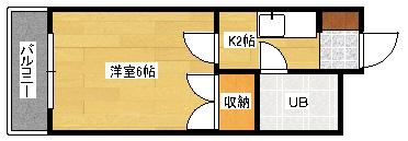 FLEECEビル(1K/2階)の間取り写真