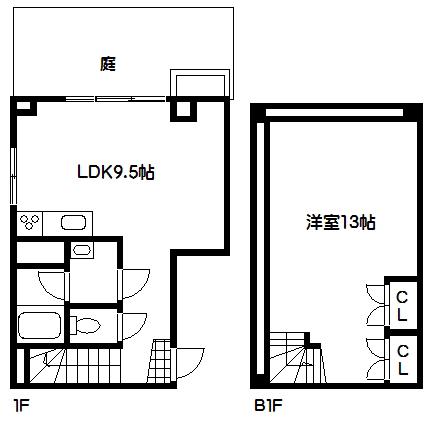 エルシオン(1LDK/1階)の間取り写真
