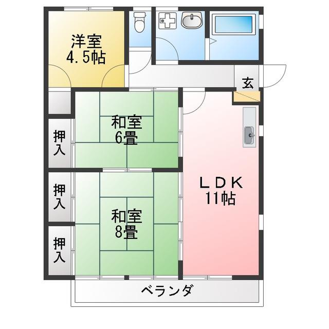ライフピア山田(3LDK/2階)の間取り写真