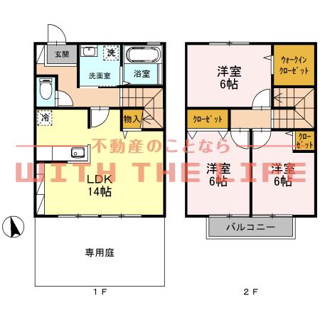 リビングタウン小森野参番館(3LDK/1階)の間取り写真