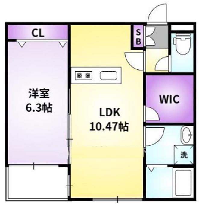 L-BLOOM御井(1LDK/3階)の間取り写真