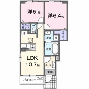 ラ・テールII(2LDK/1階)の間取り写真