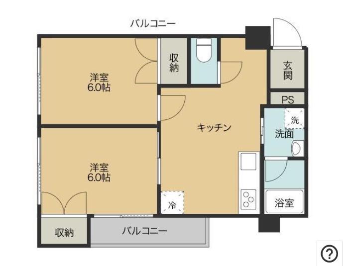 BASE津田(2DK/4階)の間取り写真