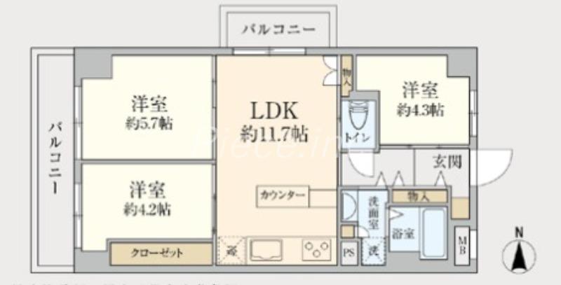 新深江ビューハイツ(3LDK/3階)の間取り写真