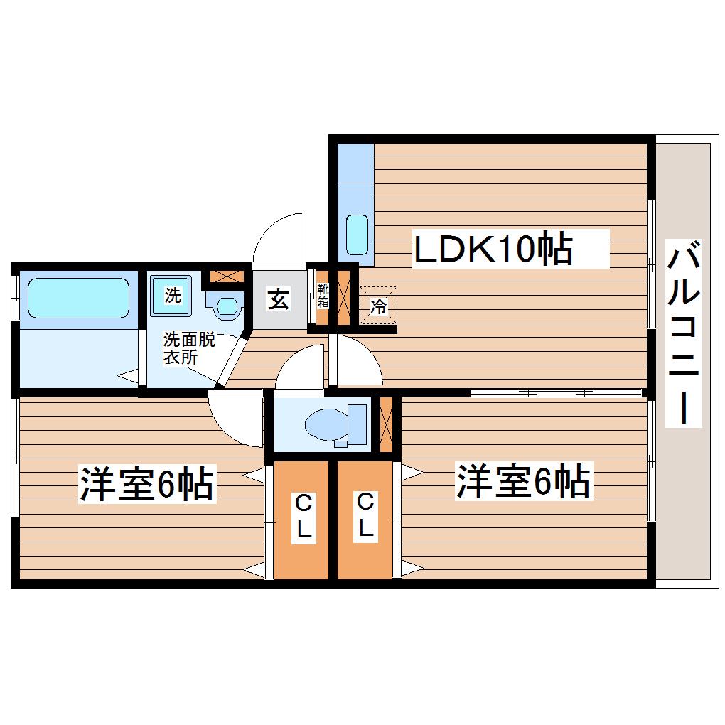 セントレ富沢(2LDK/1階)の間取り写真