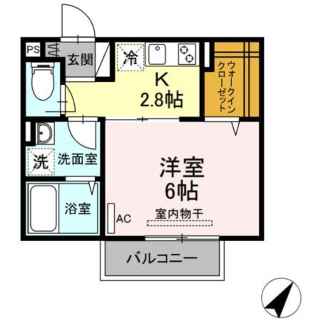 メゾンベール18(1K/2階)の間取り写真